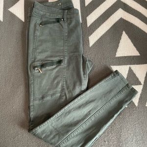 WHBM Green Skinny Utility Ankle Jeans